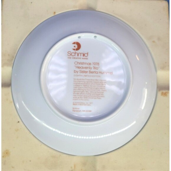 HUMMEL '78 Birthday Plate Christmas Gift 7.25''D Heavenly Trio by Sister Berta - Picture 4 of 12